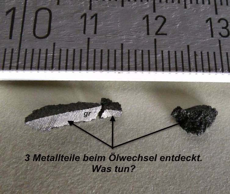 Metallteile beim Motorölechsel Metallteile beim Motorölechsel